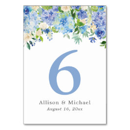 Blaue Hydrangea-Tischnummern Tischnummer