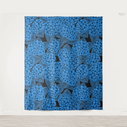 Blaue Hydrangea Wandteppich (Vorderseite)