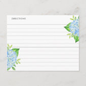 Blaue Hydrangea Wasserfarben Blumenrezeptorkarten Begleitkarte (Rückseite)