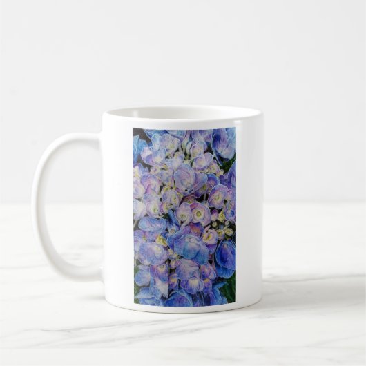 Blaue Hydrangea-weißer Kaffee-Tasse Kaffeetasse (Links)
