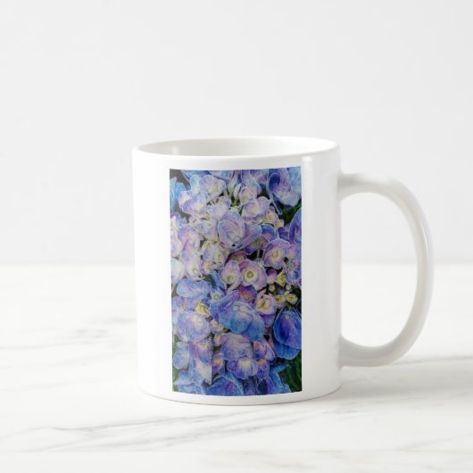 Blaue Hydrangea-weißer Kaffee-Tasse Kaffeetasse (Rechts)