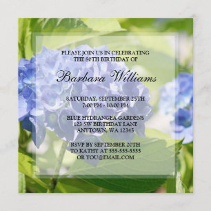 Blaue Hydrangeas-80. Geburtstags-Party Einladungen
