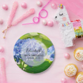 Blaue Hydrangeas-80. Geburtstags-Party Pappteller (Party)