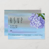 Blaue Hydrangeas Aquarellblume Hochzeit RSVP (Vorne/Hinten)