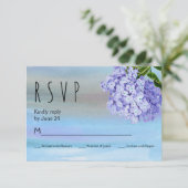 Blaue Hydrangeas Aquarellblume Hochzeit RSVP Karte (Stehend Vorderseite)