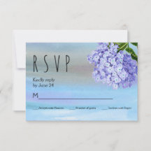 Blaue Hydrangeas Aquarellblume Hochzeit RSVP