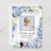 Blaue Hydrangeas Aquarellfeier Einladung (Vorderseite)