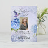 Blaue Hydrangeas-Beerdigung von Lebensbeerdigung Einladung (Stehend Vorderseite)