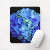 Blaue Hydrangeas, blaue Rose, elegante blaue Blume Mousepad (Mit Mouse)