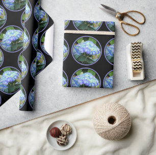 Blaue Hydrangeas-Blume Blumenfotografie Geschenkpapier