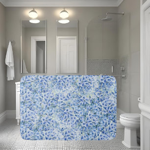 Blaue Hydrangeas - Blumenmuster Badematte