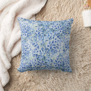 Blaue Hydrangeas - Blumenmuster Kissen