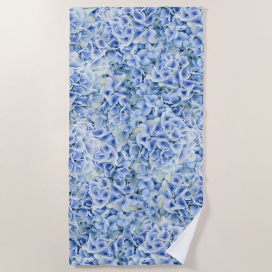 Blaue Hydrangeas - Blumenmuster Strandtuch (Vorderseite)