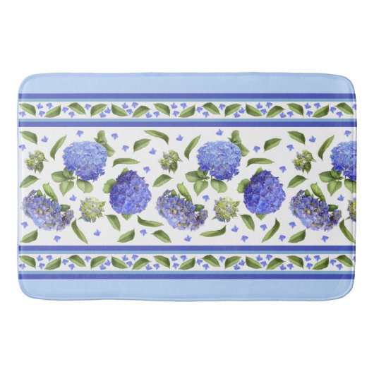 Blaue Hydrangeas botanische Muster Bath Mat Badematte (Vorderseite)