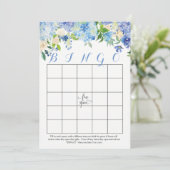 Blaue Hydrangeas Brautparty Bingo Karten (Stehend Vorderseite)