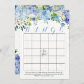 Blaue Hydrangeas Brautparty Bingo Karten (Vorne/Hinten)