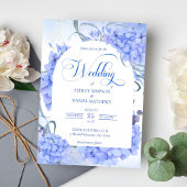 Blaue Hydrangeas elegante Hochzeit mit Blumen Einladung