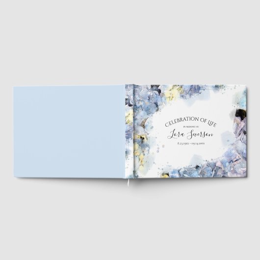 Blaue Hydrangeas-Feier zum Gedenken an das Leben Gästebuch (Voll)