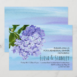 Blaue Hydrangeas Hochzeit Probe Dinner Einladung