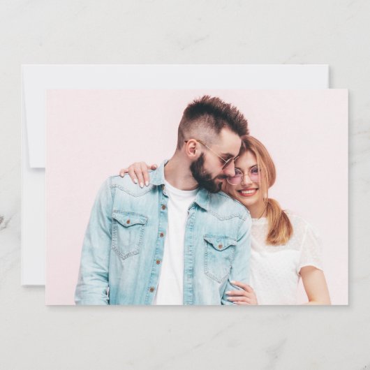 Blaue Hydrangeas Pastellrosa Foto QR-Code Save The Date (Rückseite)