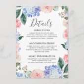 Blaue Hydrangeas Pastellrosa Rosen Hochzeit Begleitkarte (Vorderseite)
