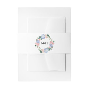 Blaue Hydrangeas Pastellrosa Rosen Hochzeit Einladungsbanderole