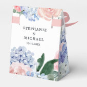 Blaue Hydrangeas Pastellrosa Rosen Hochzeit Geschenkschachtel (Rückseite)