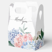 Blaue Hydrangeas Pastellrosa Rosen Hochzeit Geschenkschachtel (Geöffnet)