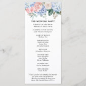 Blaue Hydrangeas Pastellrosa Rosen Hochzeit Programm (Rückseite)
