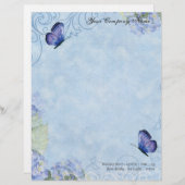 Blaue Hydrangeas, Schmetterling u. Briefkopf (Vorne/Hinten)