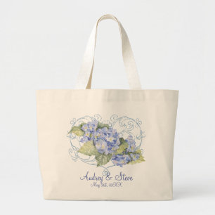 Blaue Hydrangeas, Schmetterling u. Jumbo Stoffbeutel