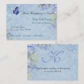 Blaue Hydrangeas, Schmetterling u. Visitenkarte (Vorne/Hinten)