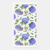 Blaue Hydrangeas über Muster-Blumenpapier Serviette (Vorderseite)