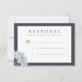 Blaue Hydrangeas und Hochzeiten der Marine RSVP Karte