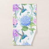 Blaue Hydrangeas und Hummingvögel Badhandtuch Set (Handtuch)