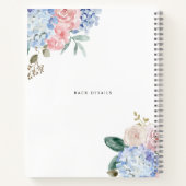 Blaue Hydrangeas und rosa Rosen nach Maß Notizblock (Rückseite)