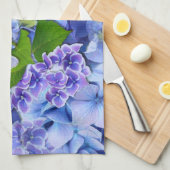 Blaue Hydrangeas und Schmetterlinge Geschirrtuch (Viertel Falte)