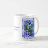 Blaue Hydrangeas und Schmetterlinge Kaffeetasse (VorderseiteRechts)
