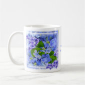 Blaue Hydrangeas und Schmetterlinge Kaffeetasse (Links)