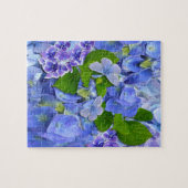 Blaue Hydrangeas und Schmetterlinge Puzzle (Horizontal)