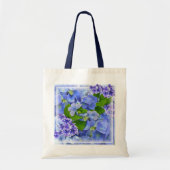 Blaue Hydrangeas und Schmetterlinge Tragetasche (Vorne)