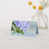 Blaue Hydrangeas Wasserfarbe Hochzeitskorb Platzkarte (Rückseite)