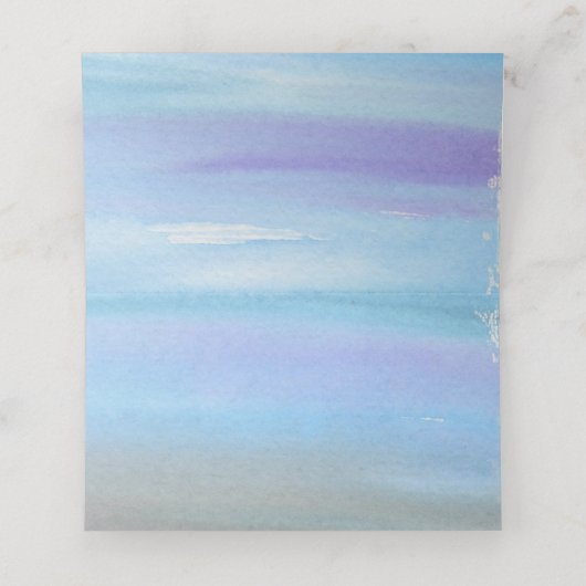 Blaue Hydrangeas Wasserfarbe Hochzeitskorb Platzkarte (Innenseite Aufgefaltet)