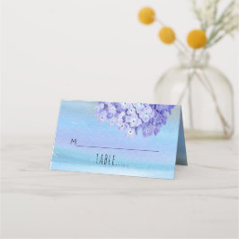 Blaue Hydrangeas Wasserfarbe Hochzeitskorb Platzkarte