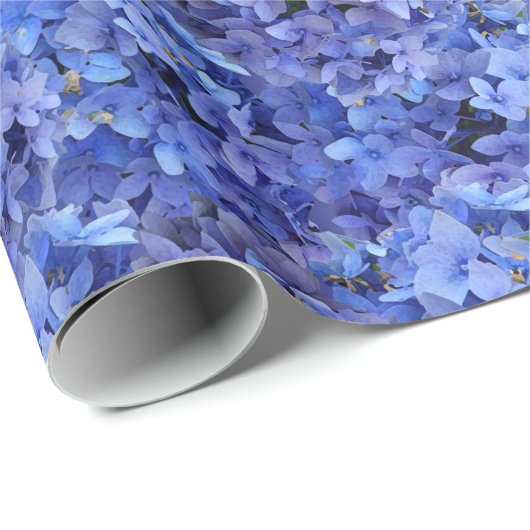 Blaue Hydrangeaverpackung Papier-glatt Geschenkpapier (Rolleneckpunkt)