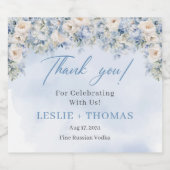 Blaue Hydrangee, Rosen Eukalyptus Alkoholflaschenetikett (Einzelnes Label)