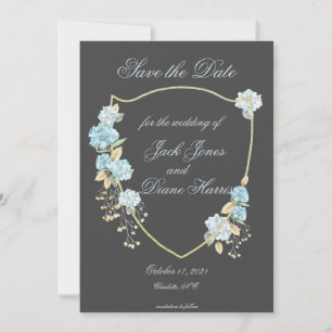 Blaue Hydreanga "Save the Date" Ankündigung