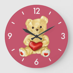 Blaue Hypnotisierung des Niedlichen Teddy-Bären Große Wanduhr