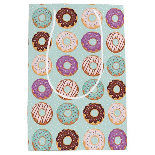 Blaue Icierte Donuts mit Sprinklen-Muster-Party Mittlere Geschenktüte (Vorderseite)