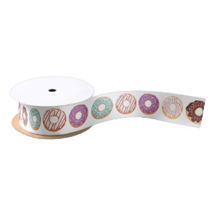 Blaue Icierte Donuts mit Sprinklen-Muster-Party Satinband